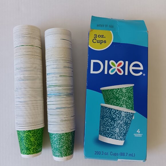 Dixie Everyday Decorate 3.0 oz Paper Cups Green/Blue and Holder - 246 Cups Total - Picture 6 of 15